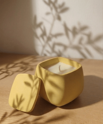 Vela Perfumada Artesanal em gesso com Tampa — Design Quadrado - Velas para ti ❤️