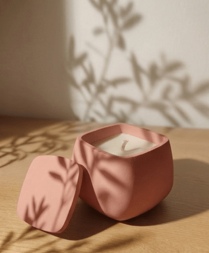 Vela Perfumada Artesanal em gesso com Tampa — Design Quadrado - Velas para ti ❤️
